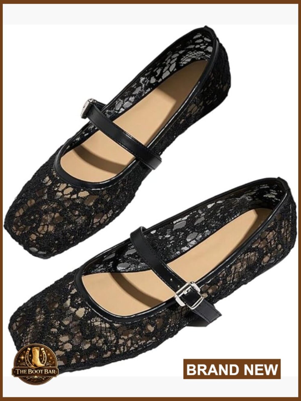 Lace Mesh Ballet Flats Square Closed Toe Breathable Summer Shoes